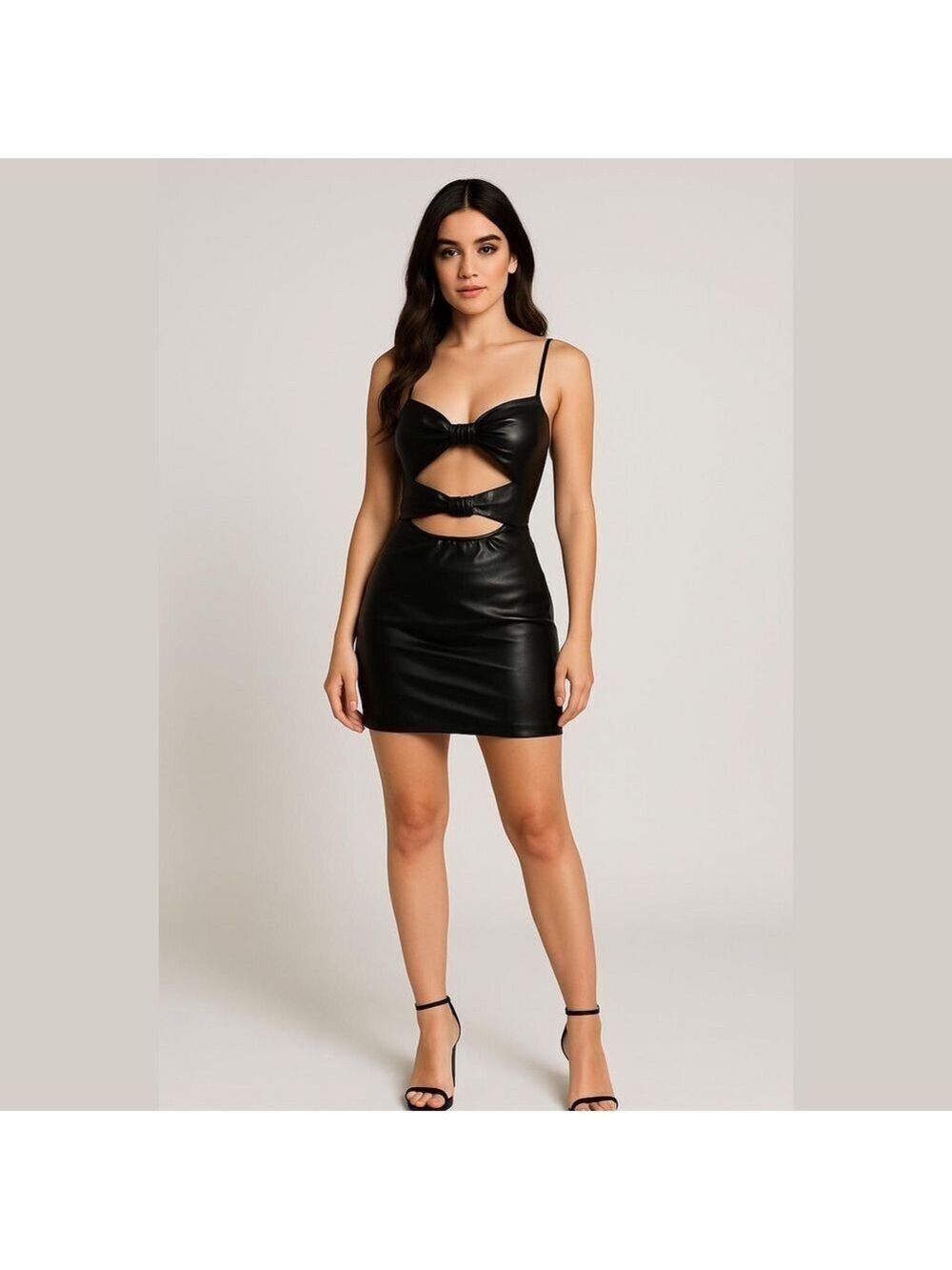 MISSGUIDED Black Cutout Faux Leather Dress Sz 10